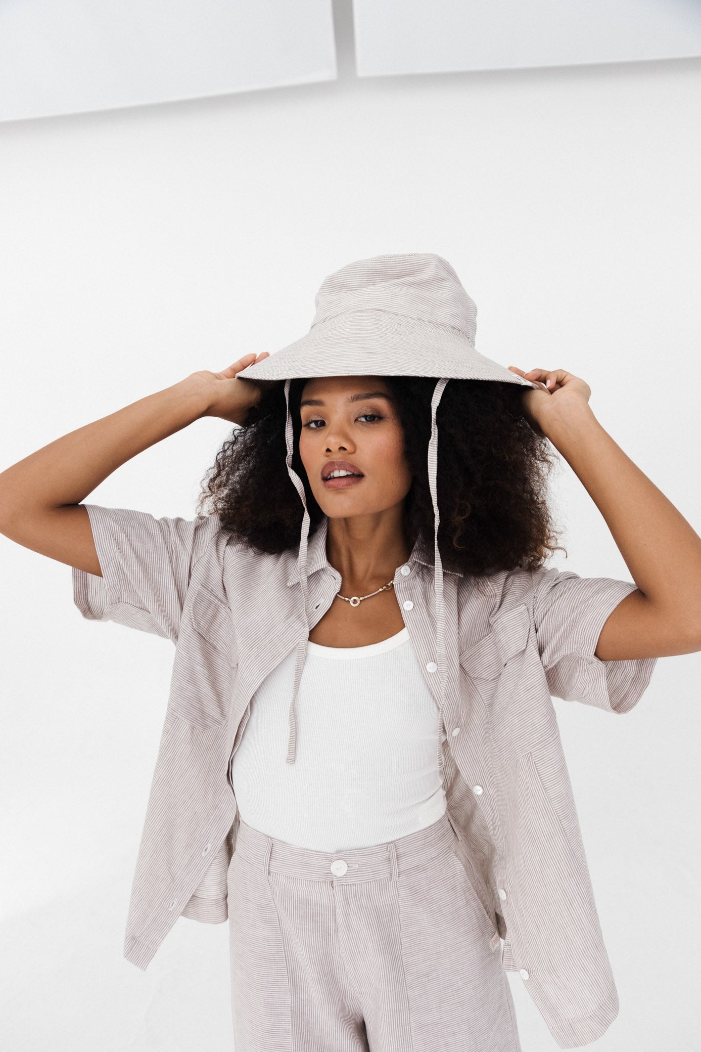 Sun Hat - Flax Stripe
