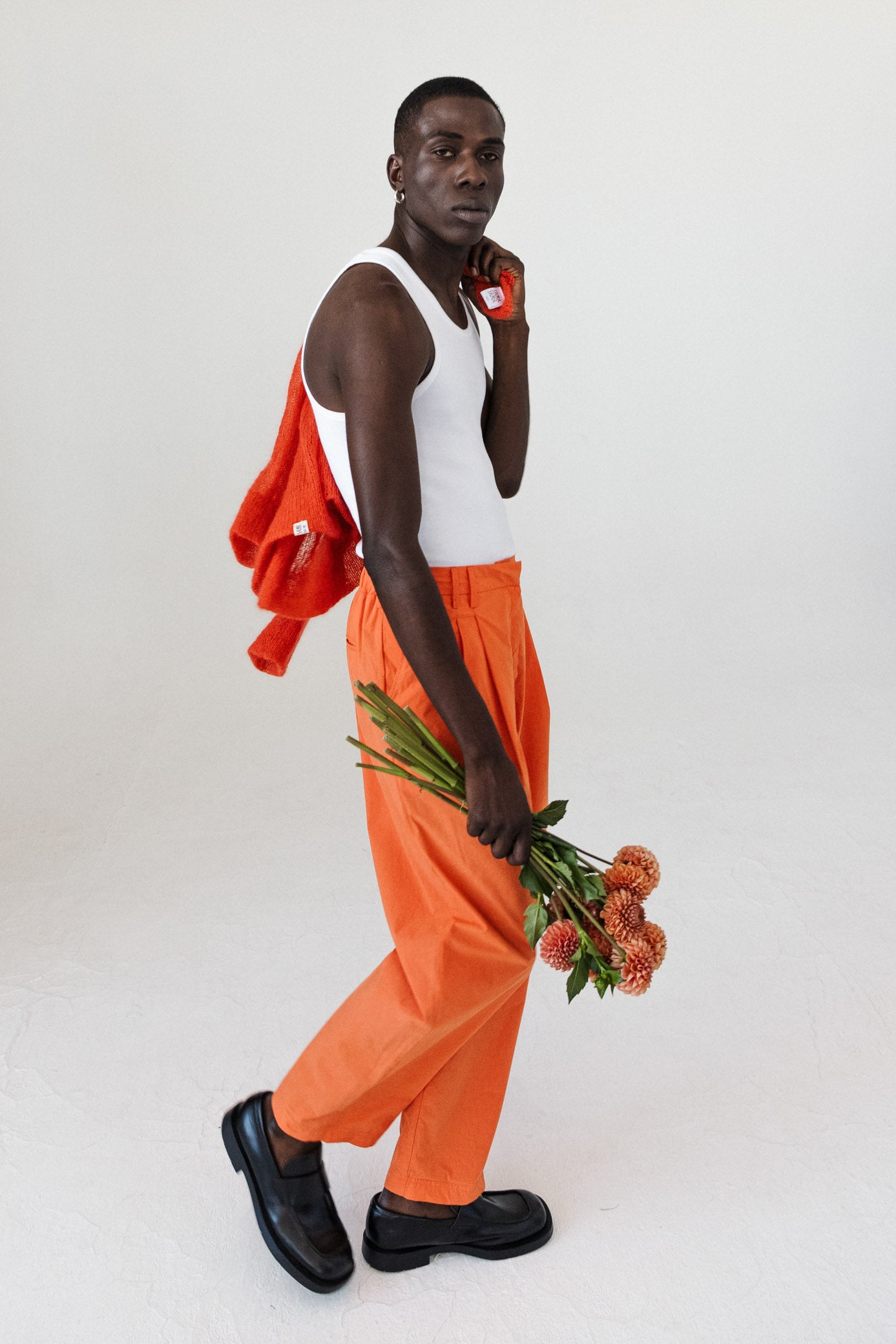 Pleated Trousers - Tangerine