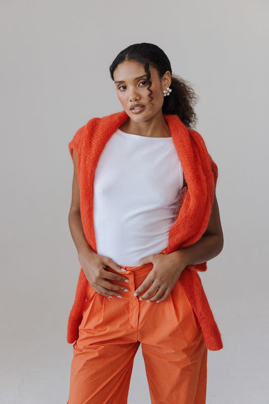 Pleated Trousers - Tangerine