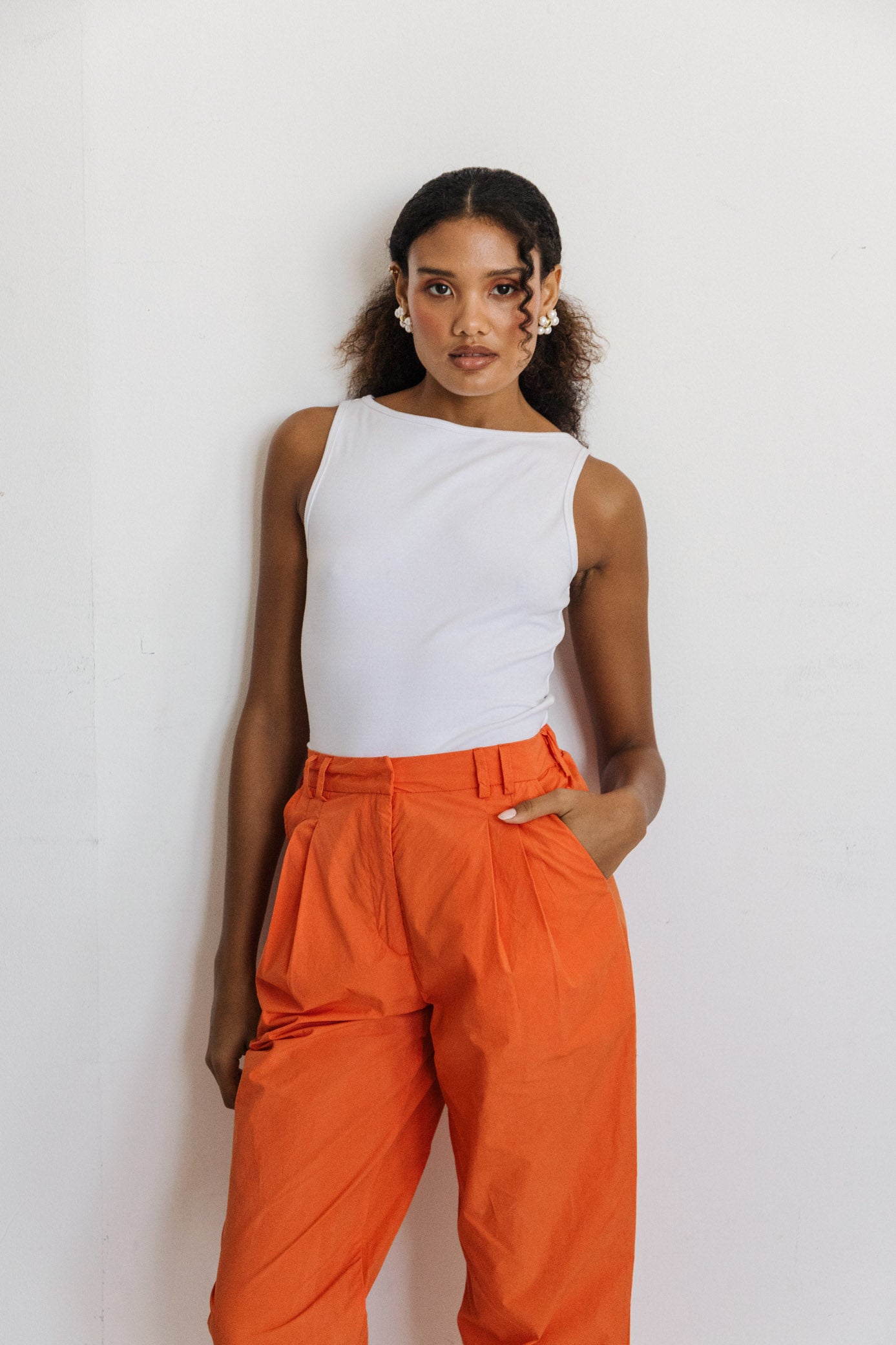 Pleated Trousers ― Tangerine