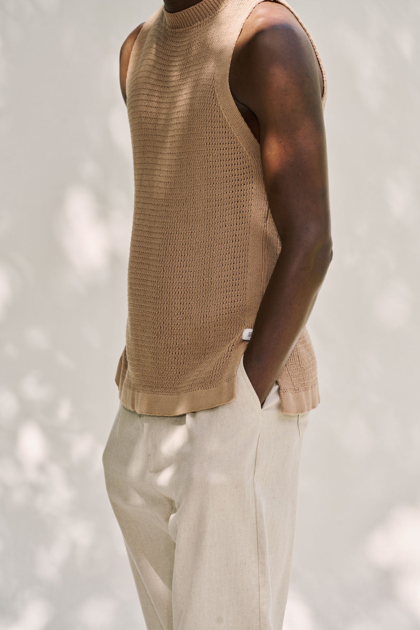 Mash Cotton Vest - NY Khaki