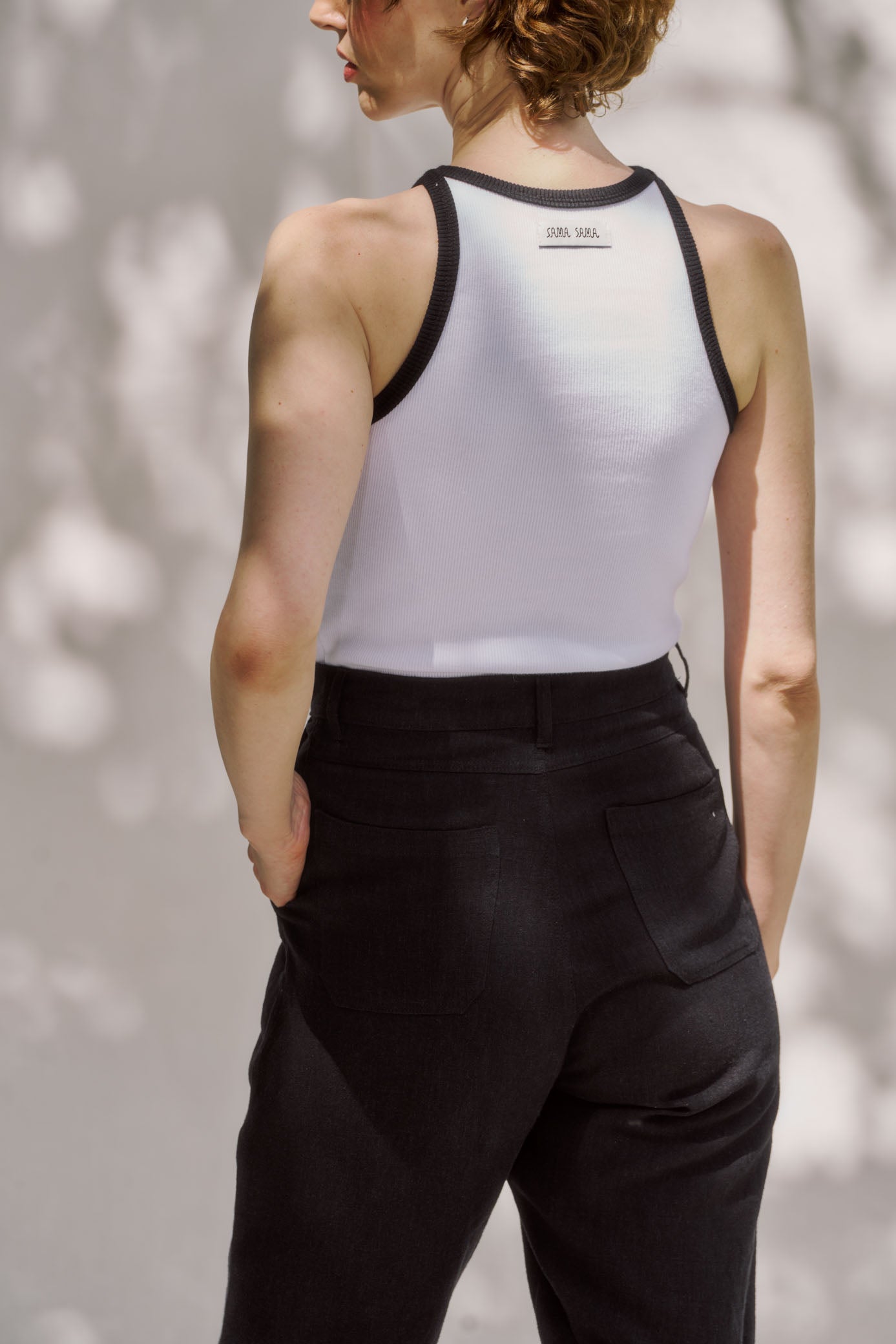 Rib Vest - White & Black