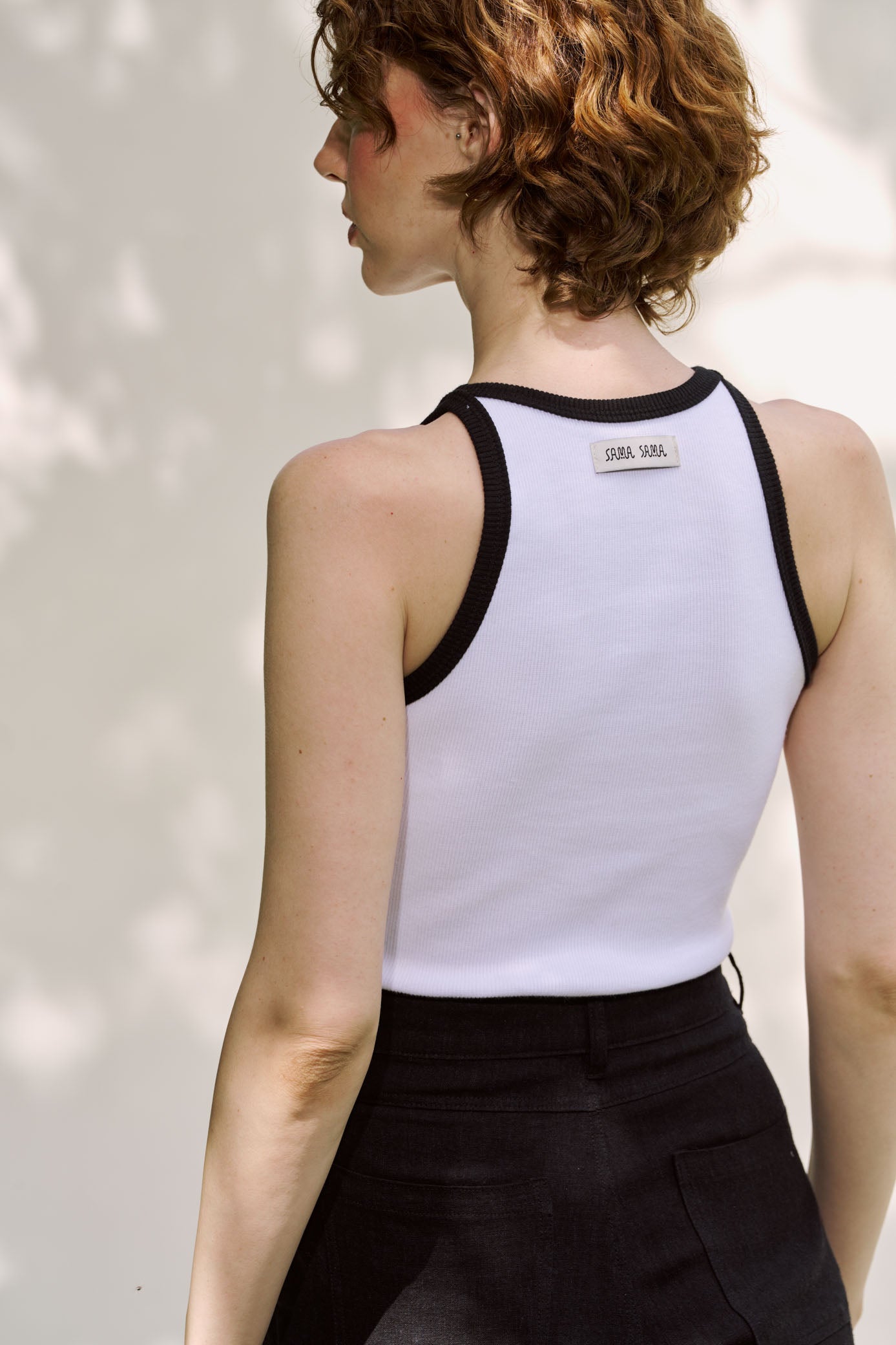 Rib Vest - White & Black