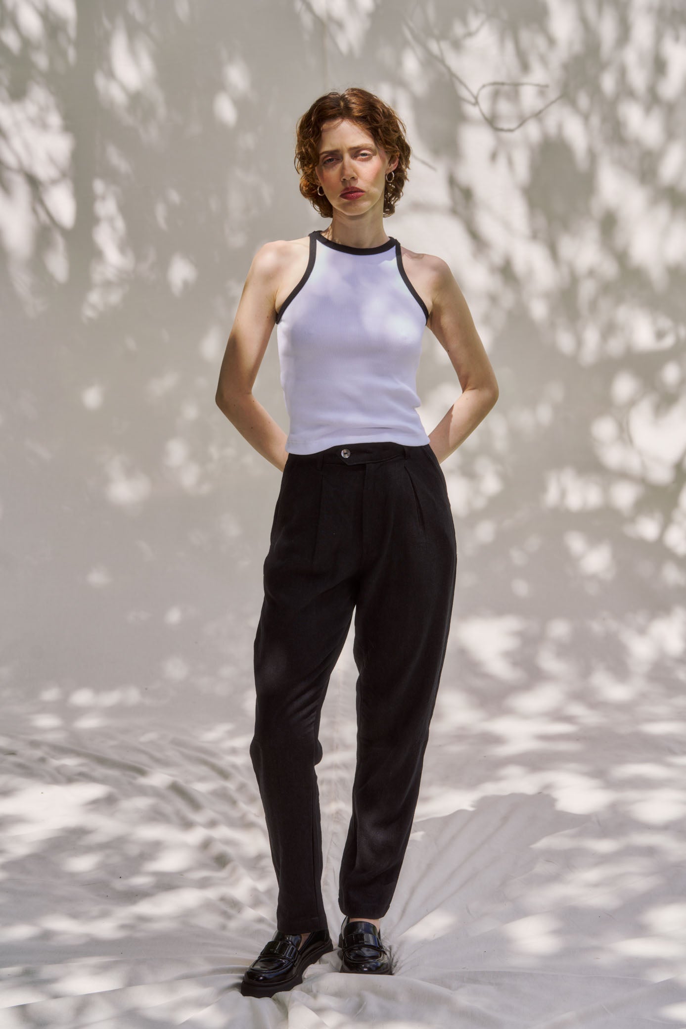 Rib Vest - White & Black