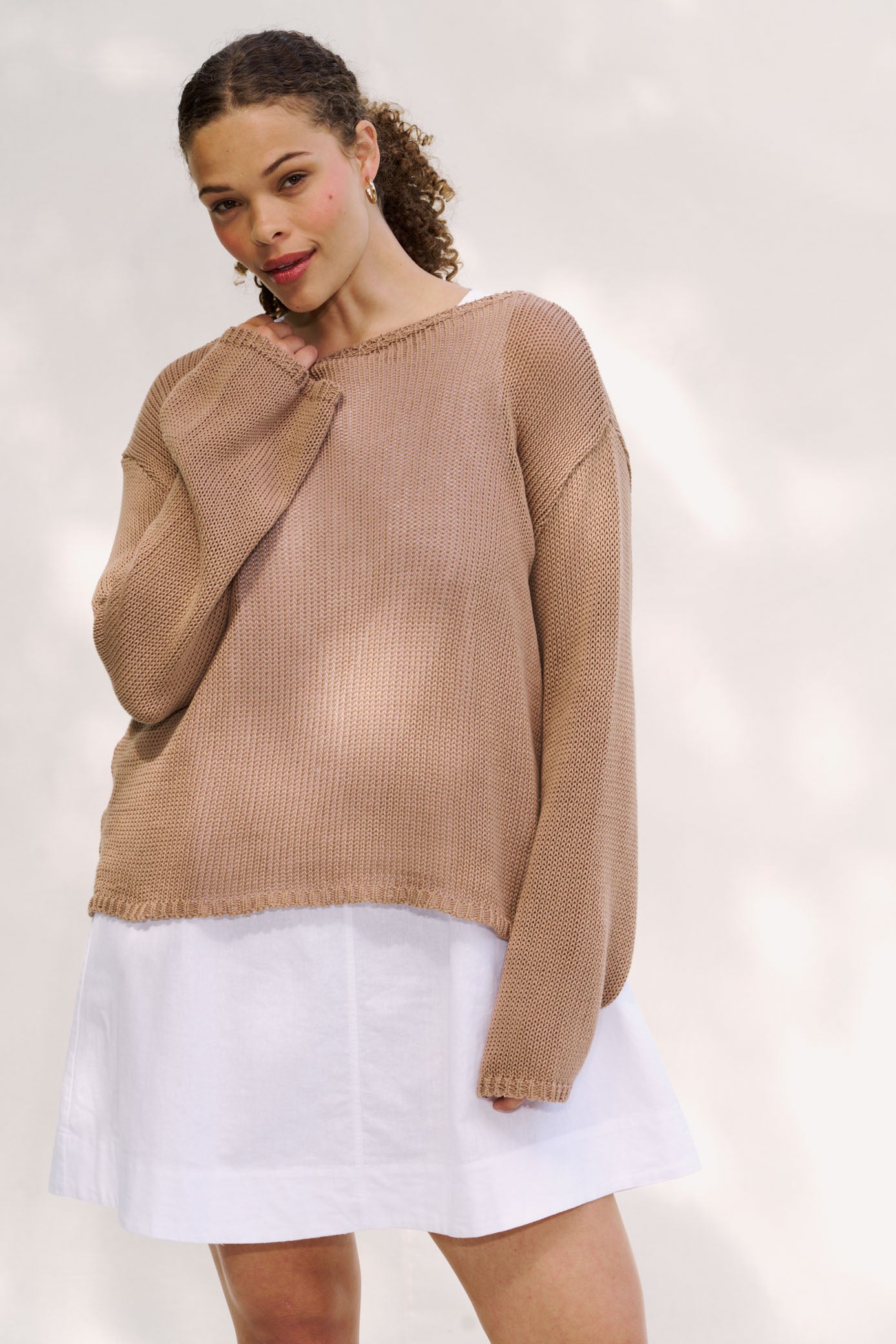 Belle Cotton Sweater - NY Khaki