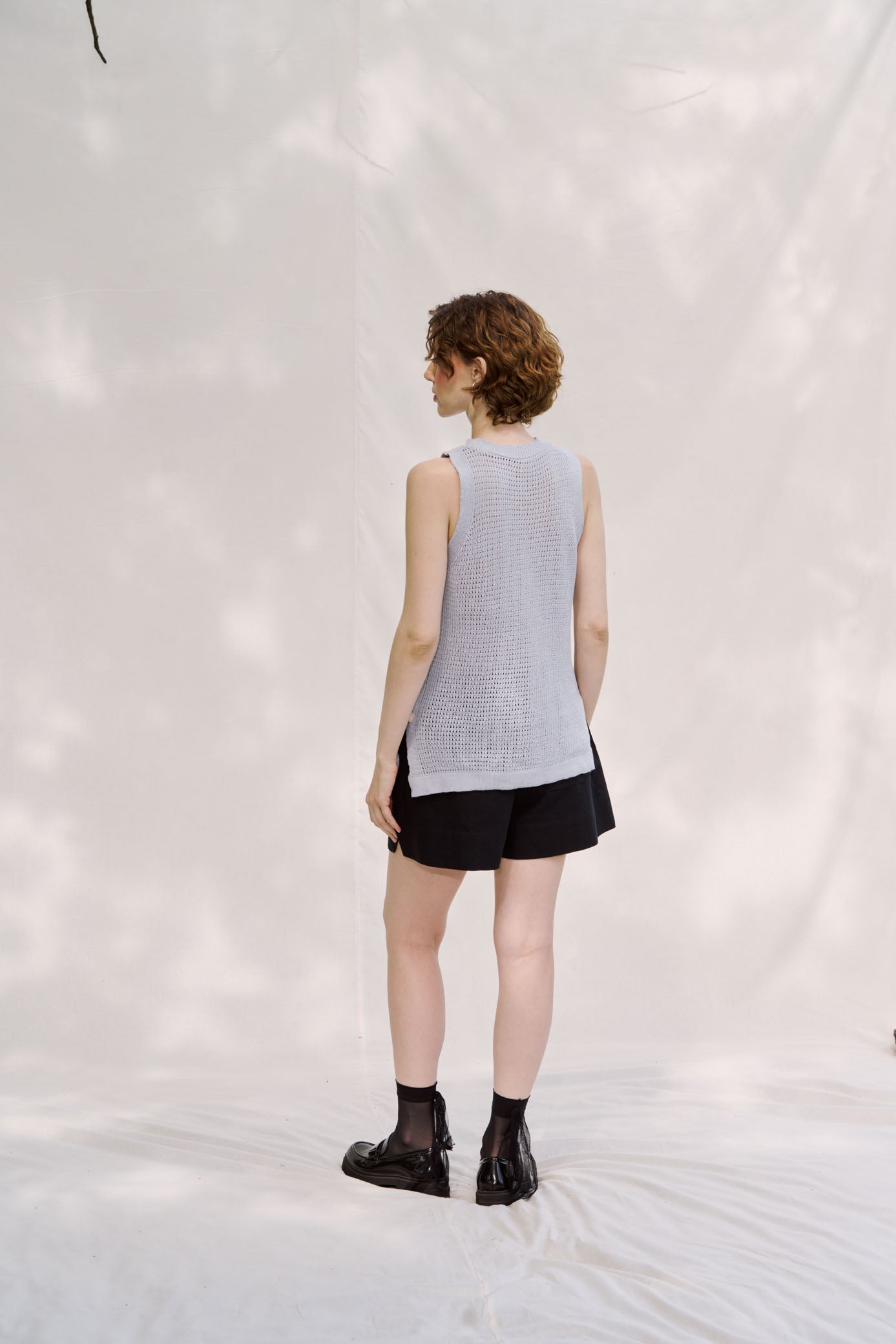 Mash Cotton Vest ― Cloud
