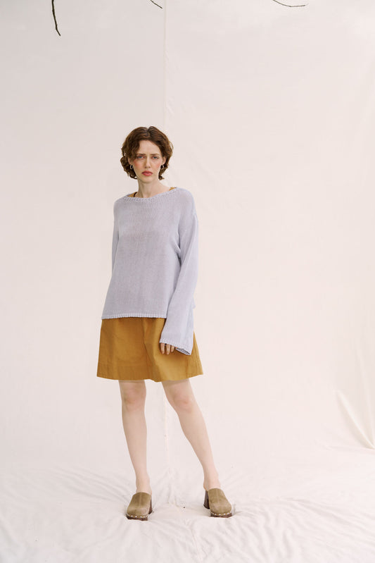 'Belle' Cotton Sweater - Cloud