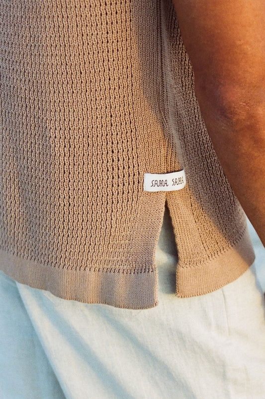 Mash Cotton Vest - NY Khaki