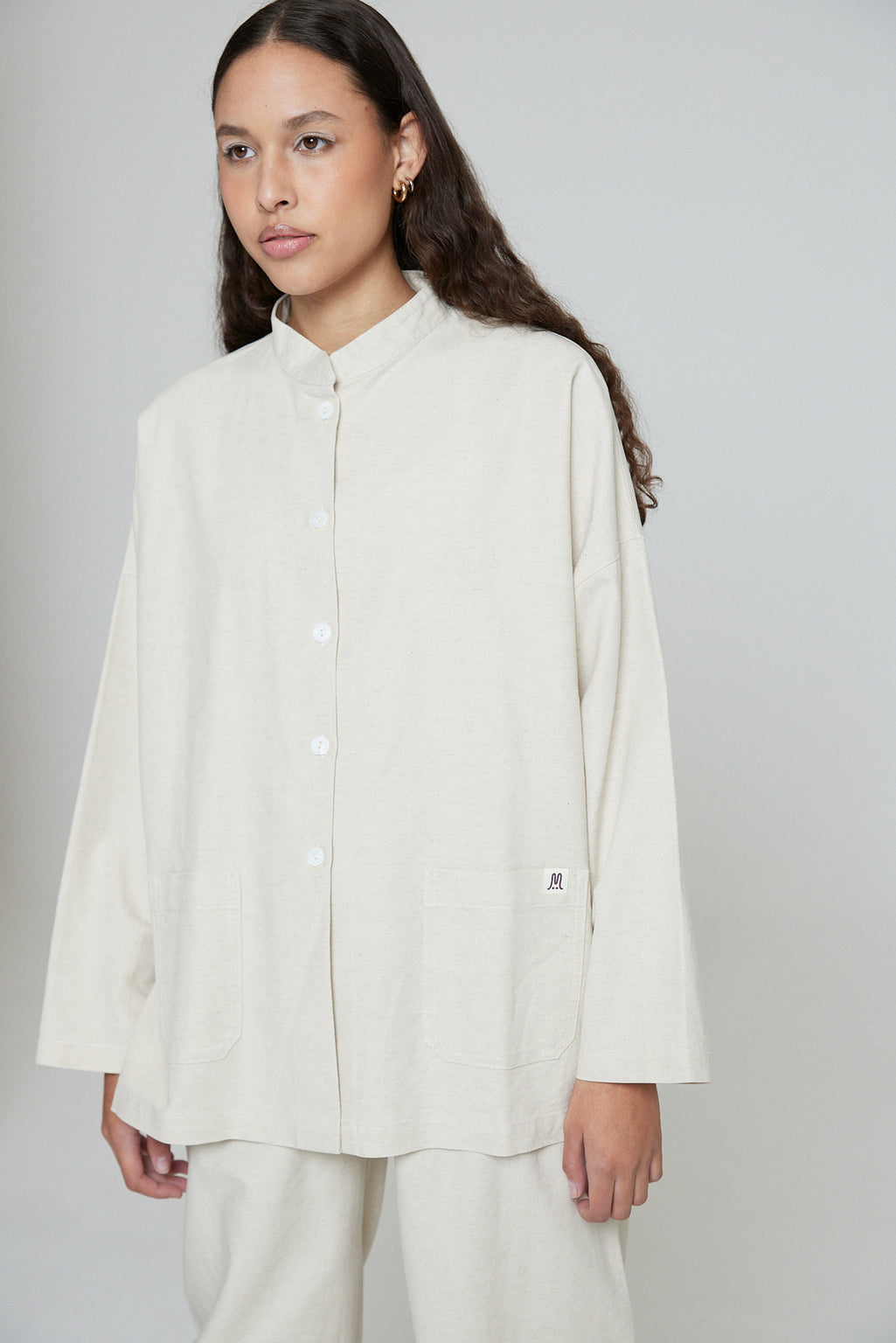 Mandarin Collar - Flax