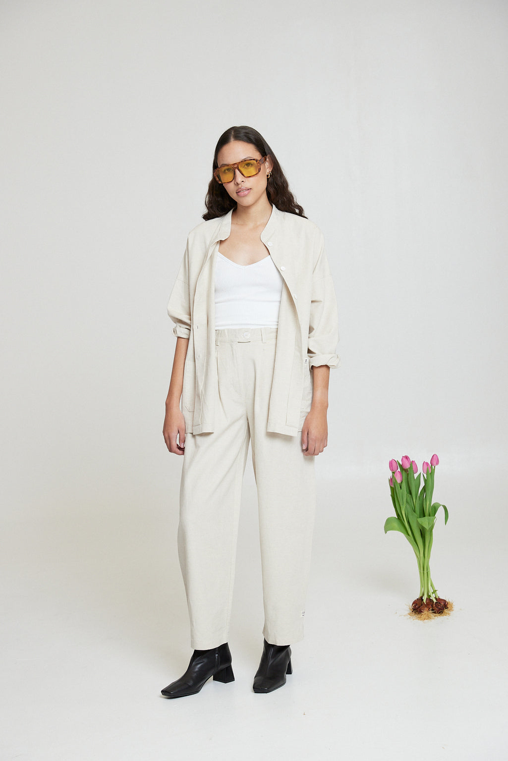 Mandarin Trouser - Flax