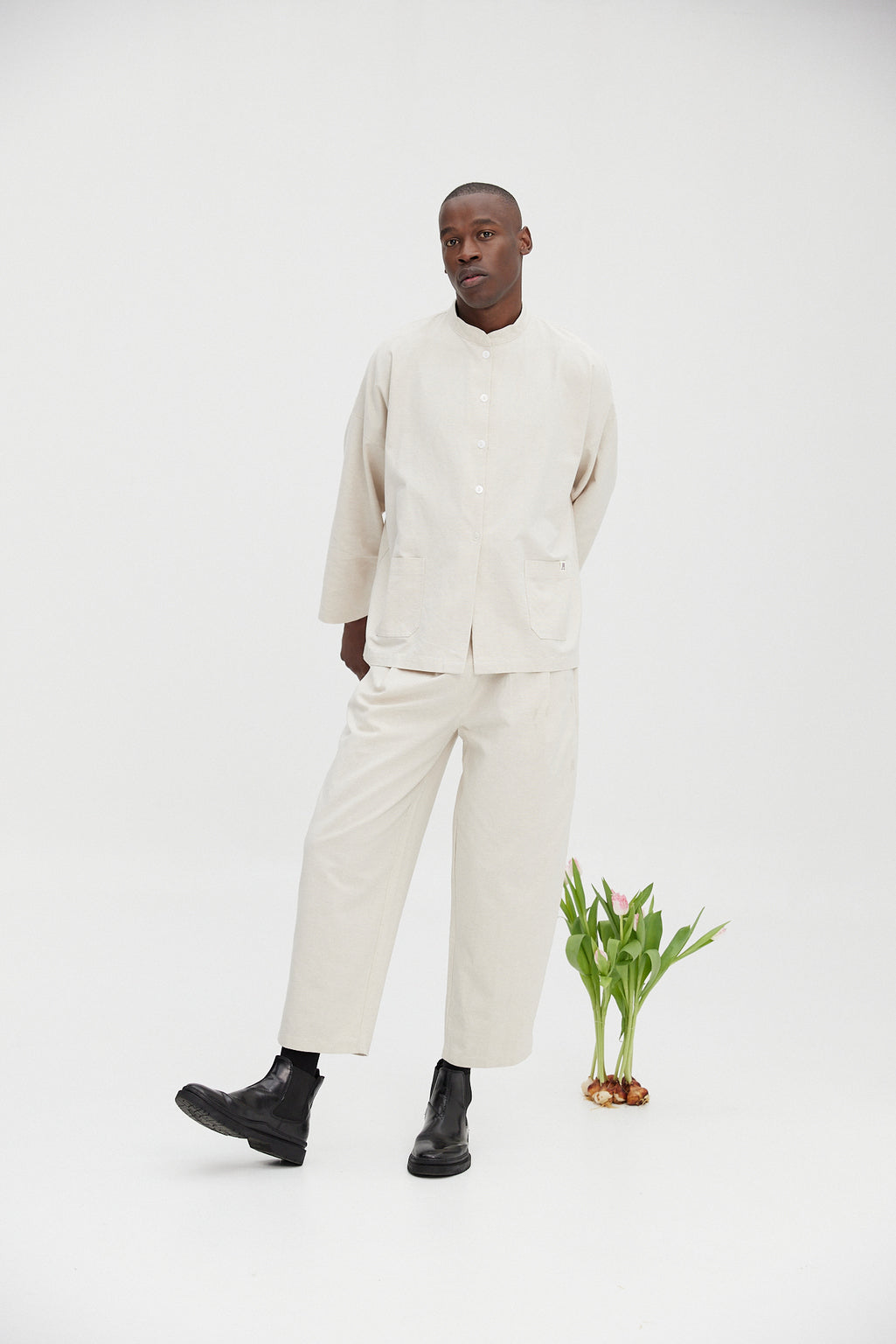 Mandarin Trouser - Flax