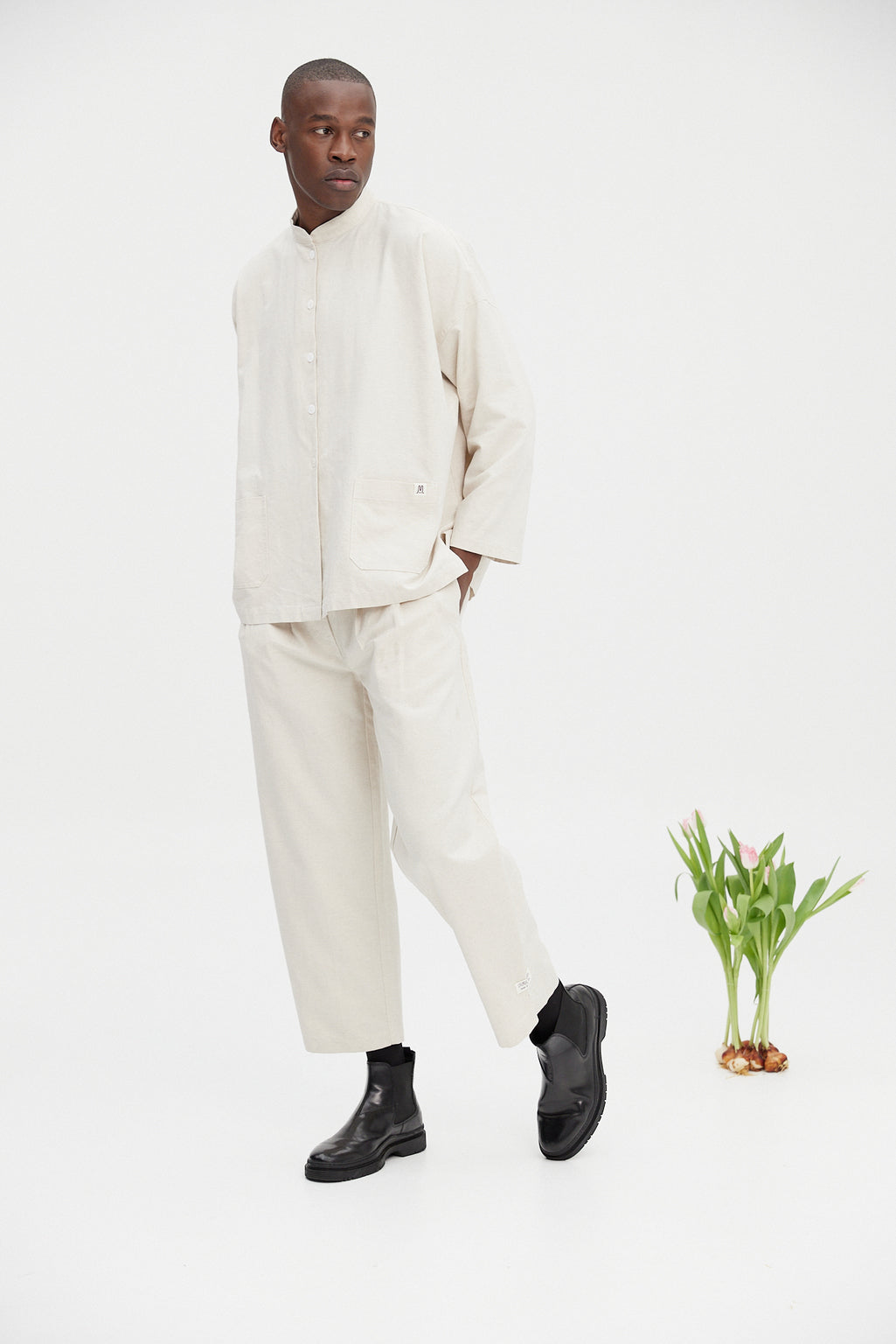 Mandarin Trouser - Flax