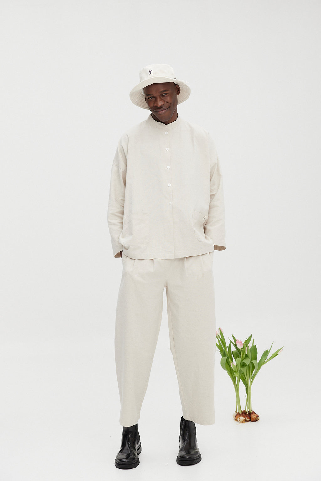 Mandarin Trouser - Flax