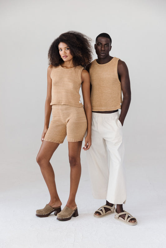 Loose Knit Vest - Camel