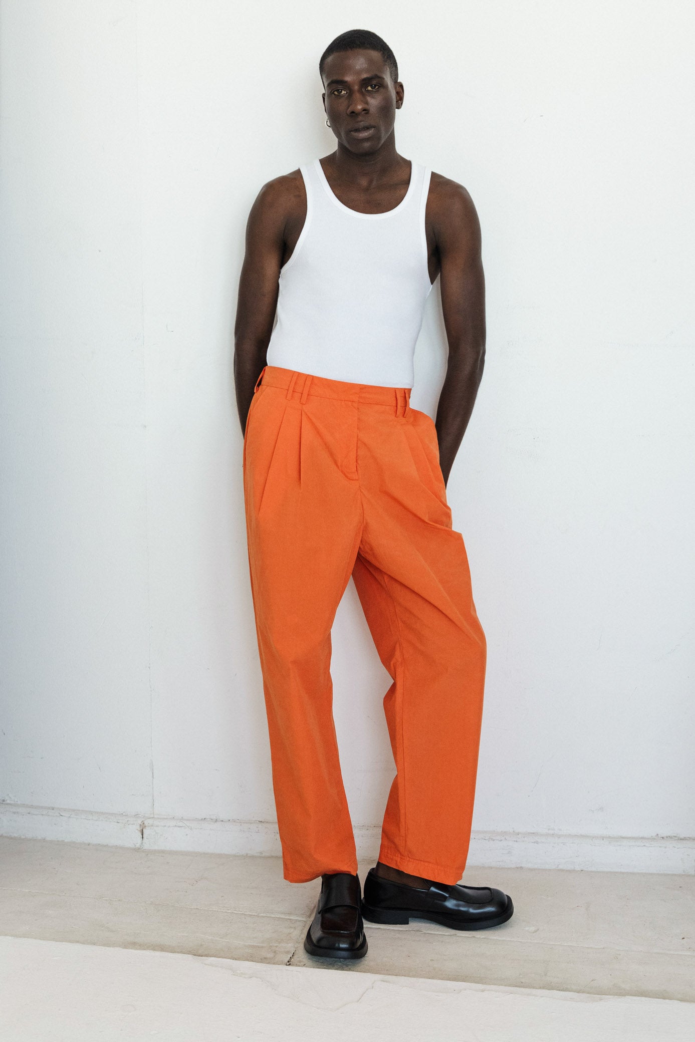 Pleated Trousers - Tangerine