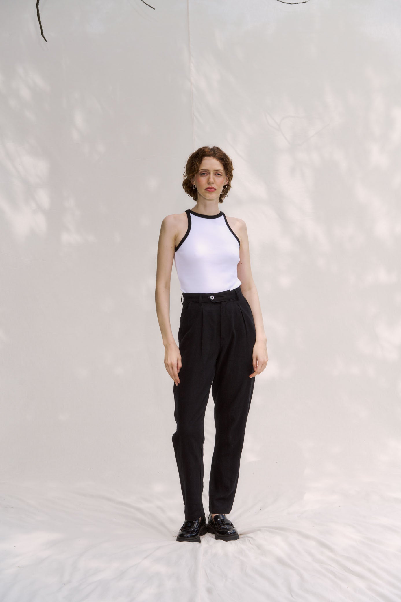 Rib Vest - White & Black