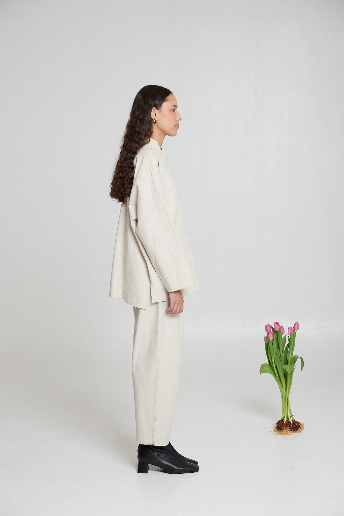 Mandarin Trouser - Flax