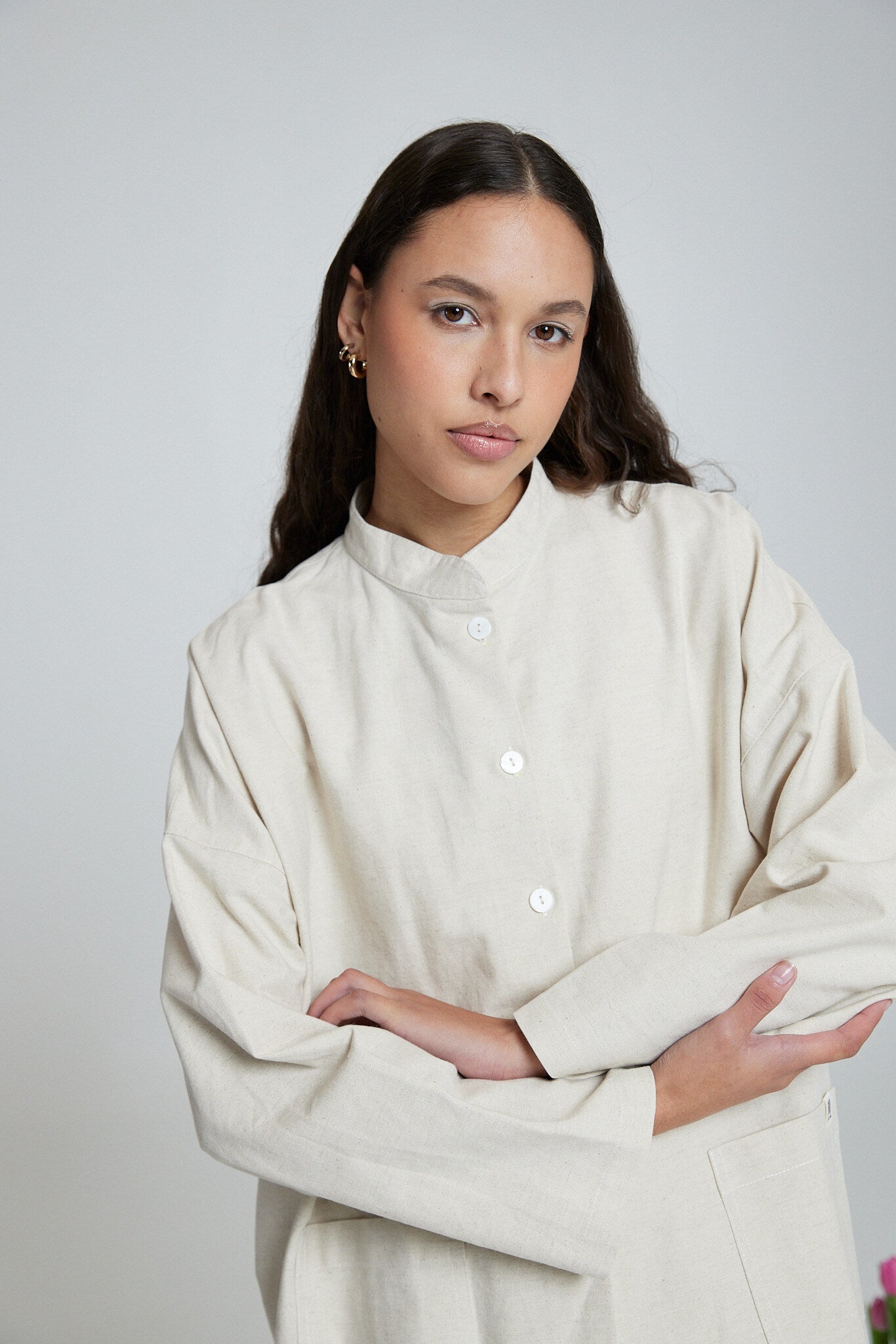 Mandarin Collar - Flax