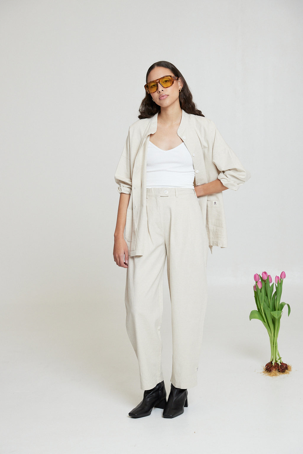 Mandarin Trouser - Flax